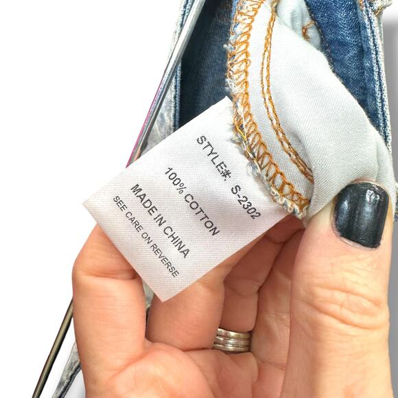 LIT2 Y2K Light Wash Distressed High Slit Midi Festival Coachella Denim Skirt - Picture 7 of 7